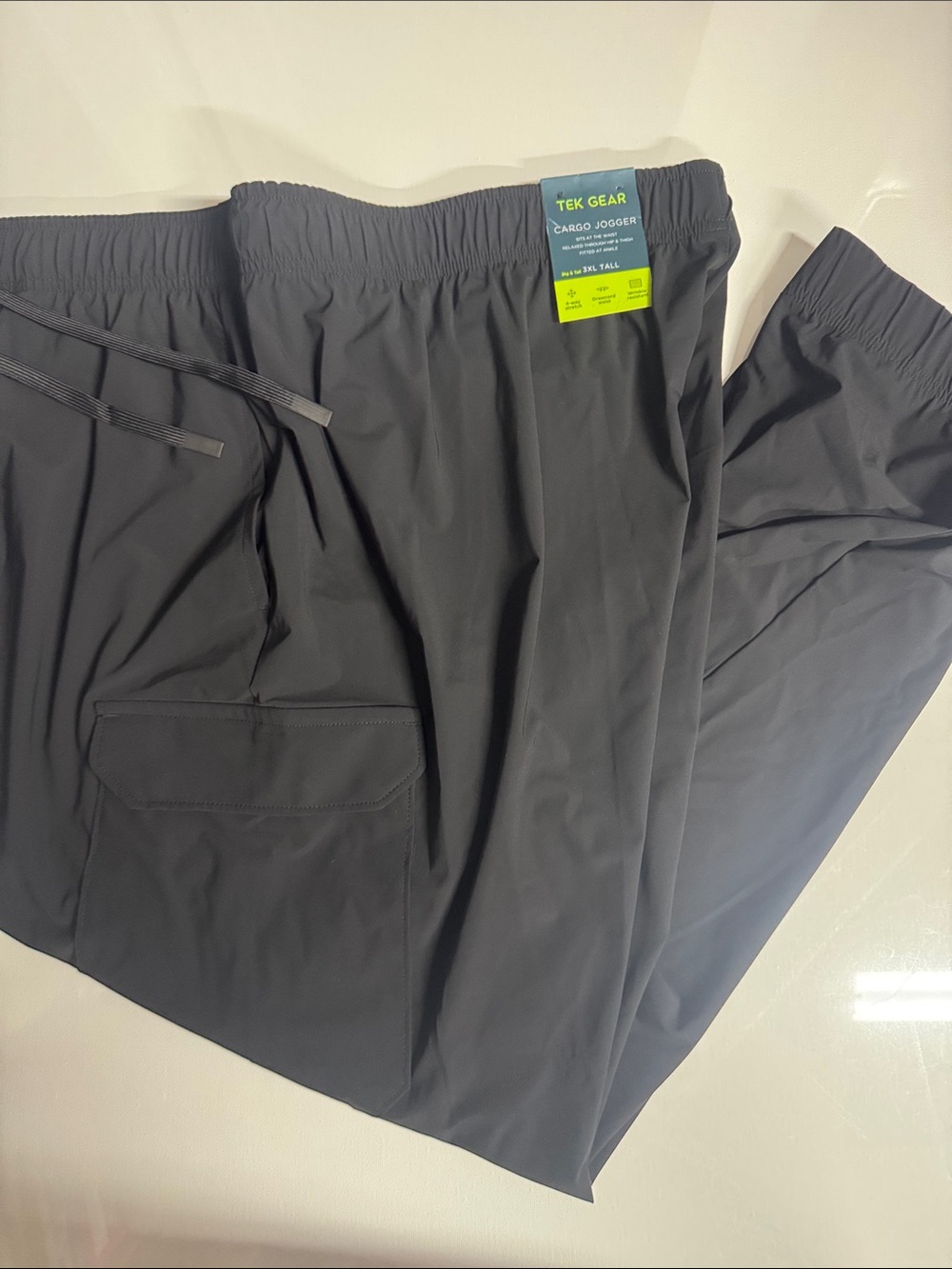 Black Joggers Cargo Pants Mens 3X Tall Black Zip Pocket 3XLT